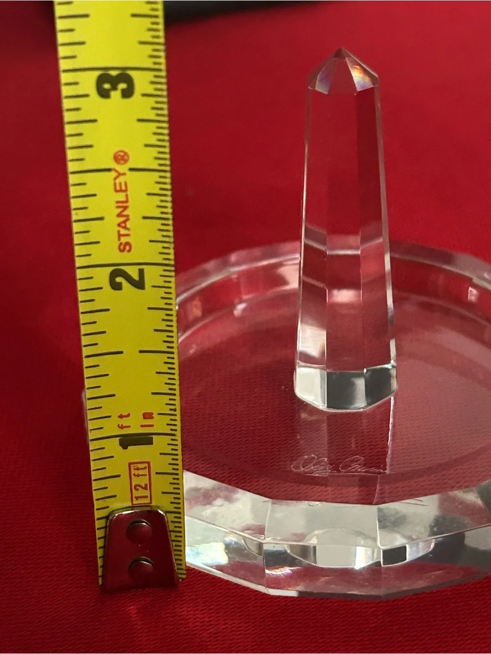 Oleg Cassini Clear Crystal Ring Holder on Red